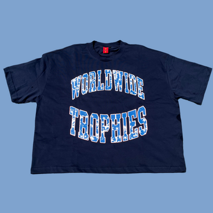 World Wide Trophies Cropped Tee (Navy)