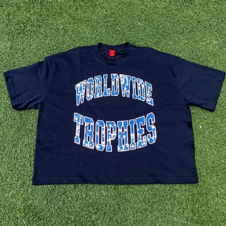 World Wide Trophies Cropped Tee (Navy)